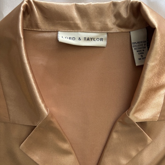 Lord & Taylor Gold Satin 2 Piece Pajama Size Small NWT - Picture 2 of 8